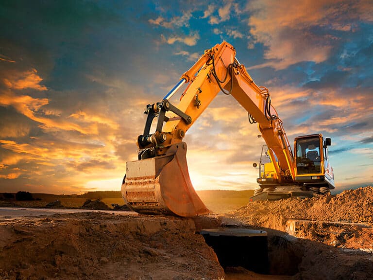 Excavator at construction site