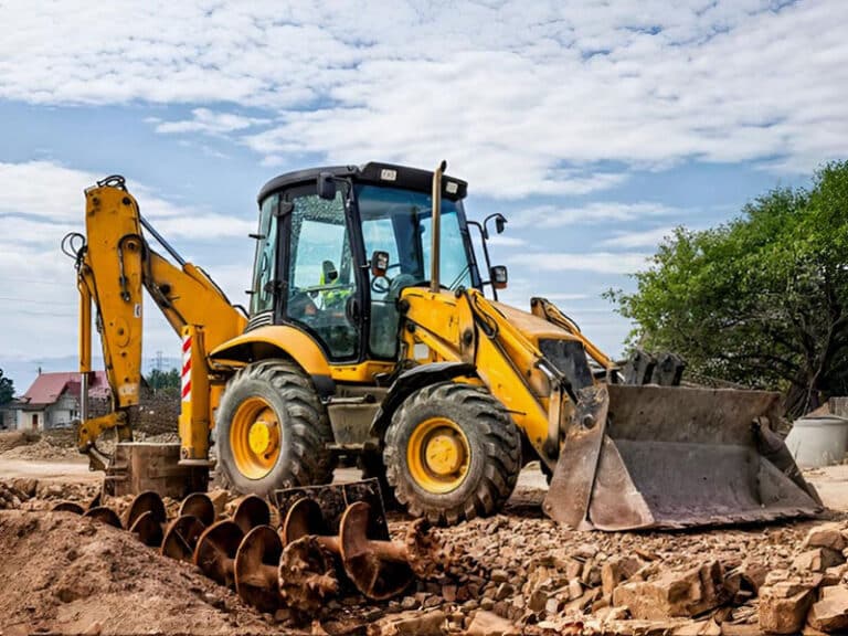 backhoe loader used for landscaping