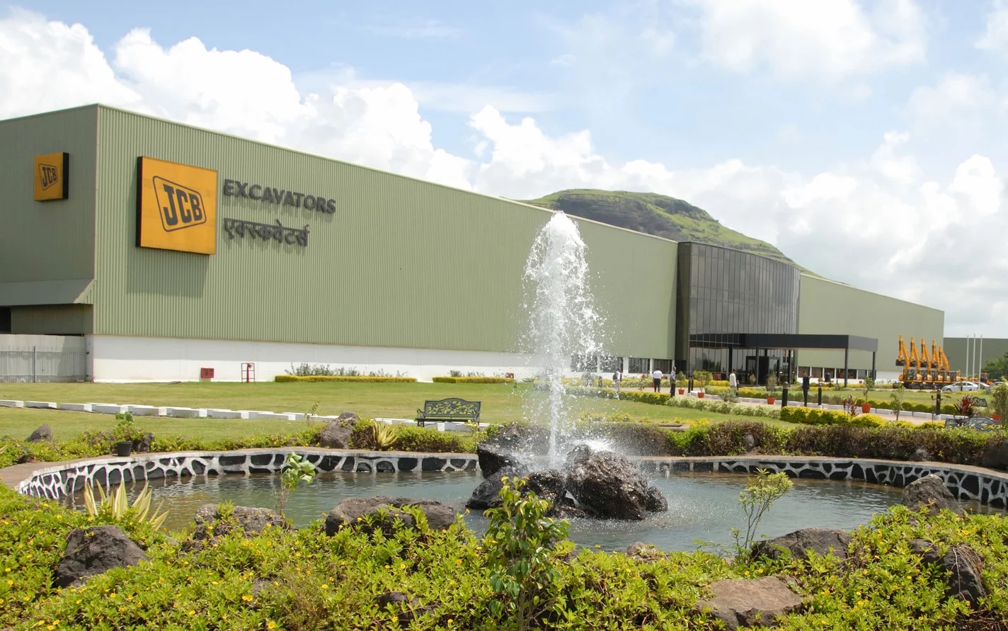 JCB manufacturing facility in India producing construction equipment