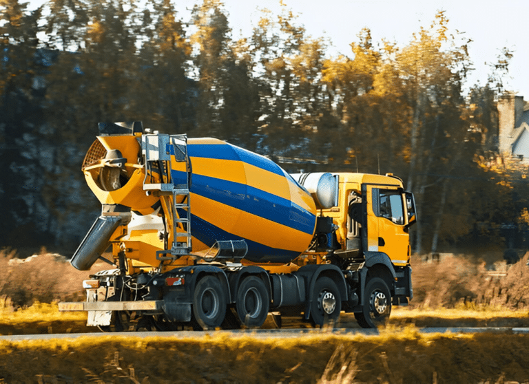 Transit mixer truck carrying ready-mix concrete