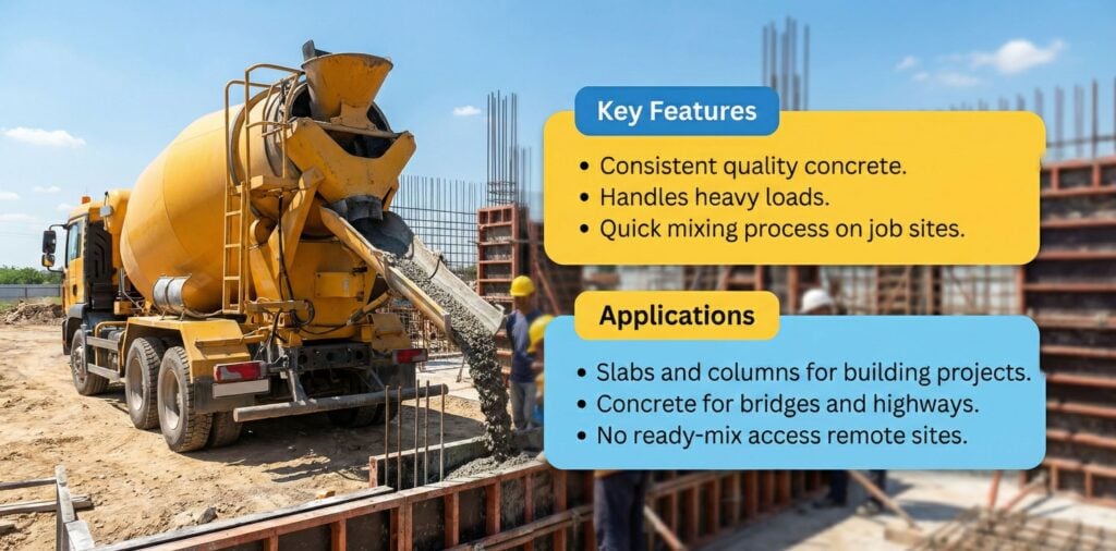 Concrete Mixer Key Freatures and Applications