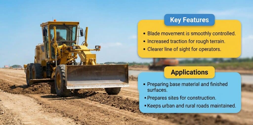 Motor Grader Key Freatures and Applications