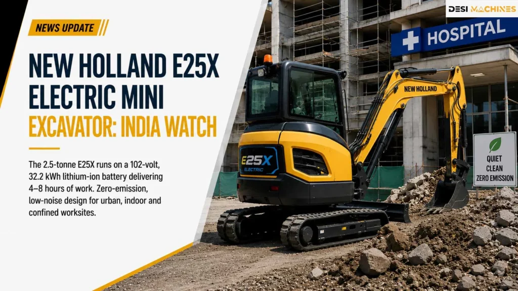 New Holland E25X Electric Mini Excavator: India Watch 1 New Holland E25X Electric Mini Excavator: India Watch