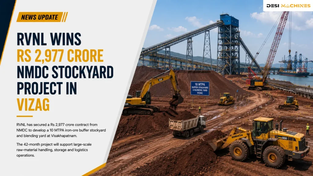 RVNL Wins Rs 2,977 Crore NMDC Contract for 10 MTPA Vizag Stockyard