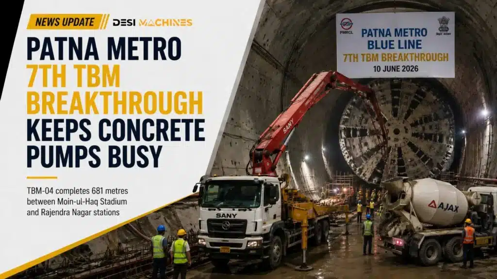 Patna Metro 7th TBM Breakthrough Keeps Concrete Pumps Busy
