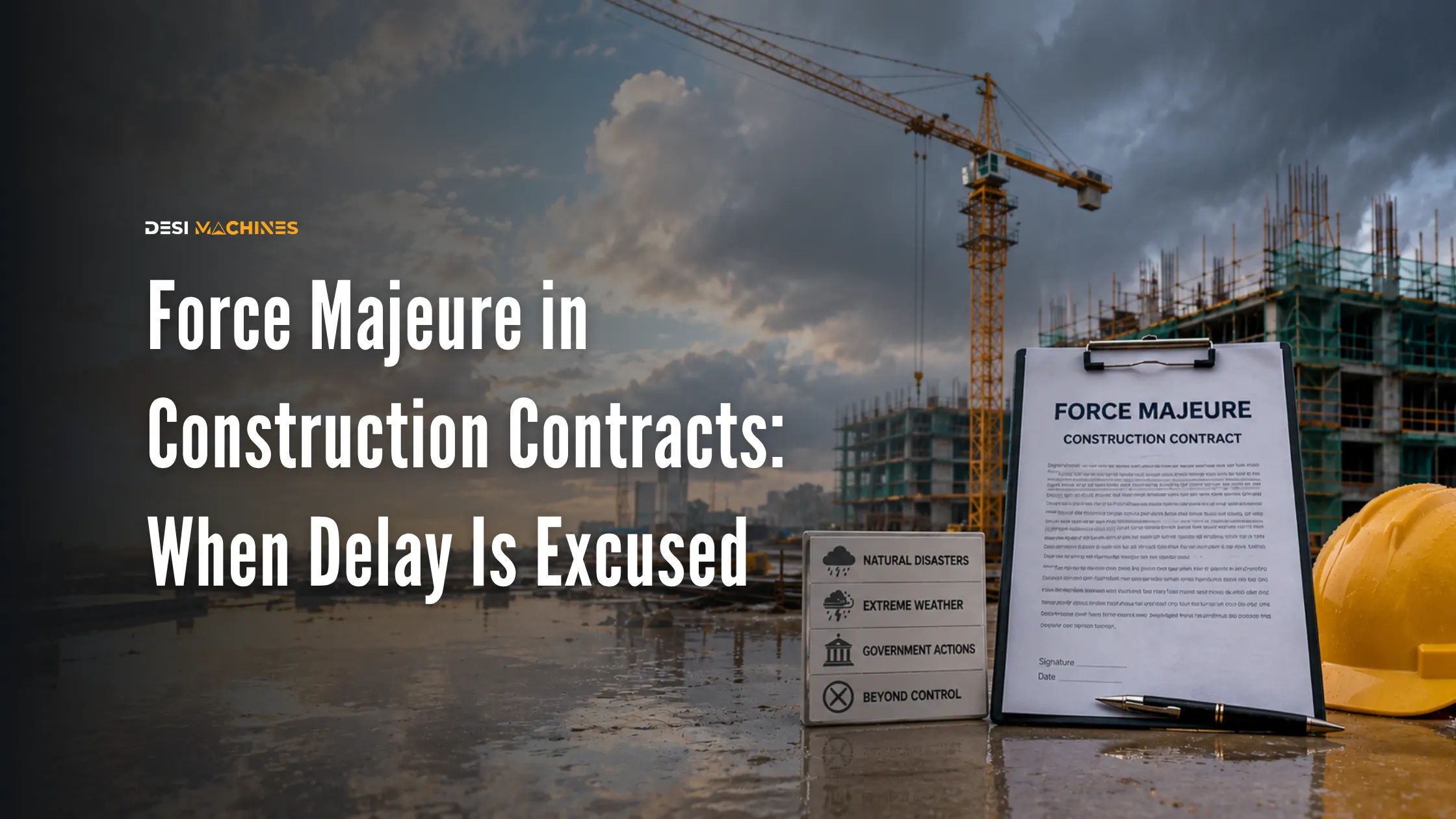 Construction project delayed by severe weather under a force majeure clause
