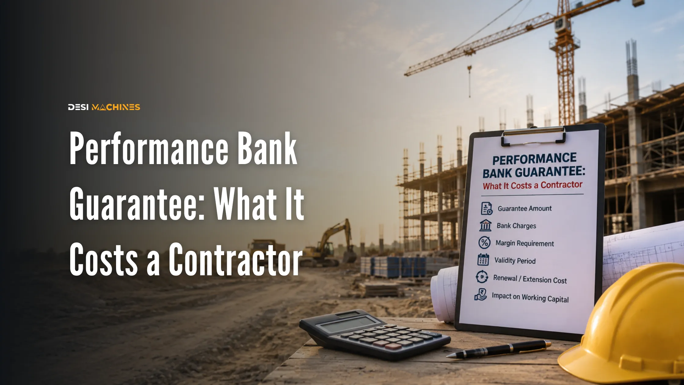 Contractor reviewing a performance bank guarantee document for a construction contract