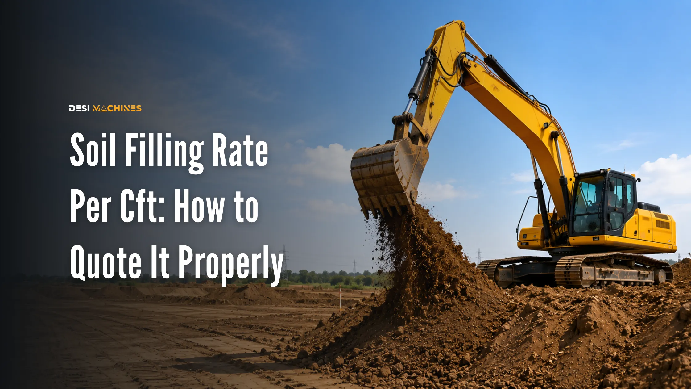 Excavator filling and moving soil at an earthwork construction site