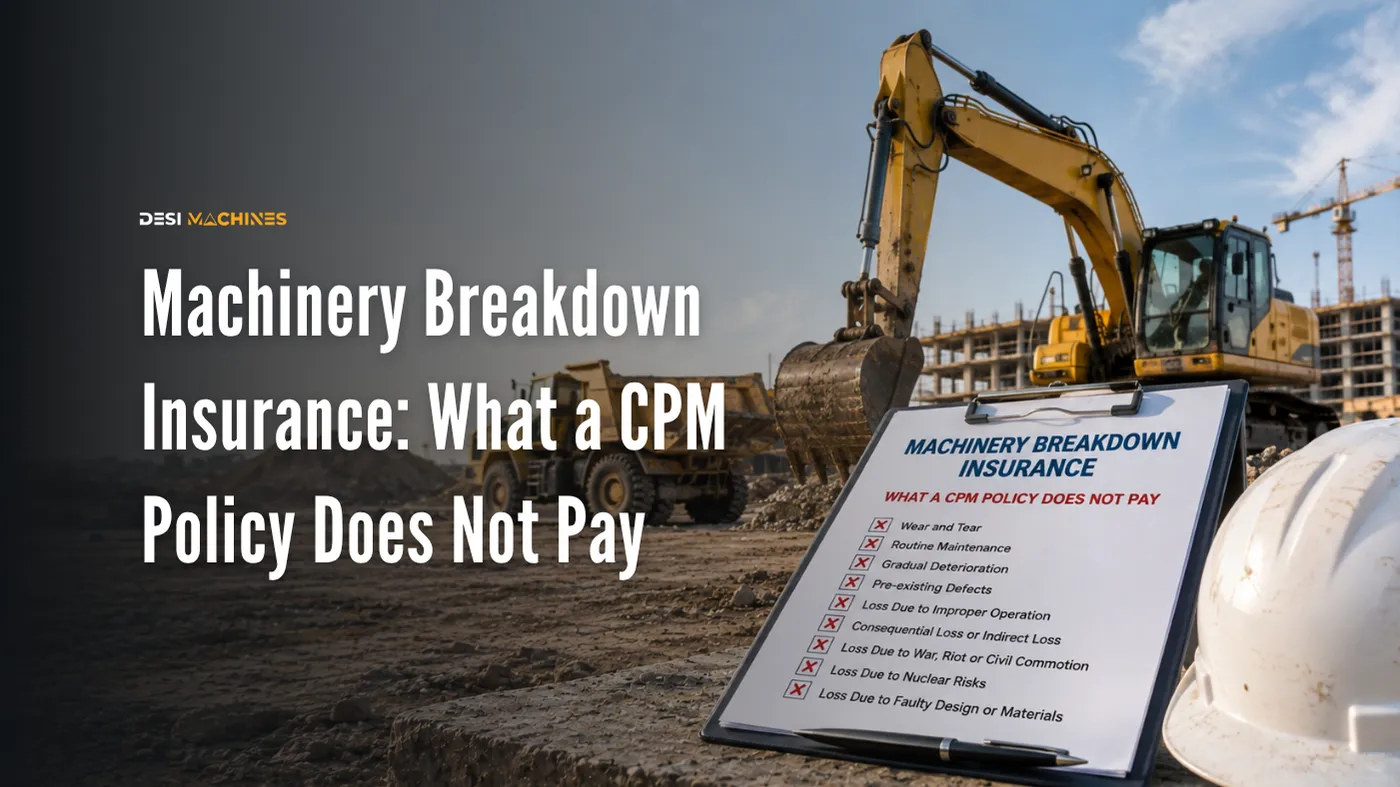 Machinery breakdown insurance CPM policy exclusions for construction equipment