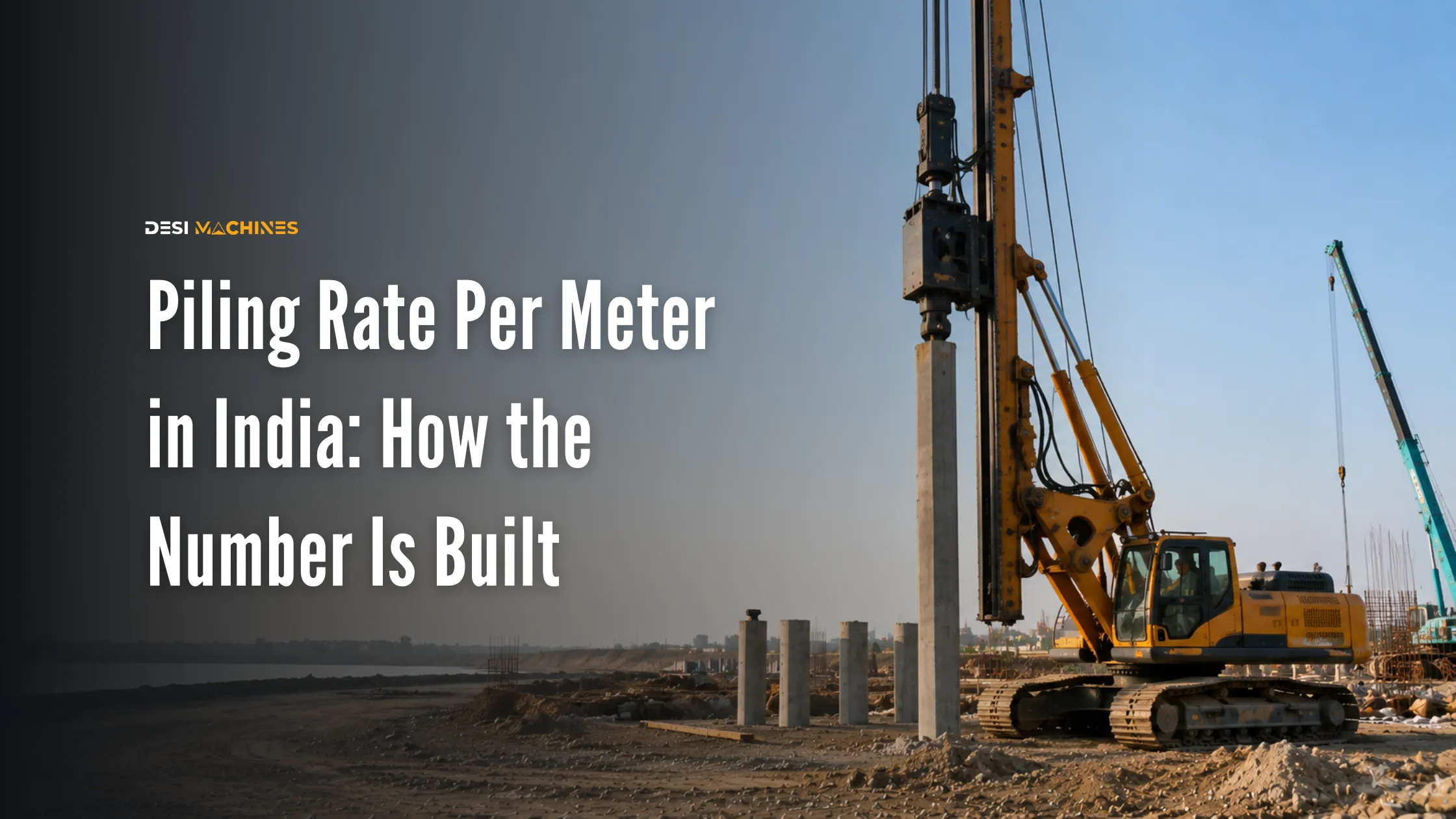 Piling rig working on a construction site for calculating piling rates per meter in India