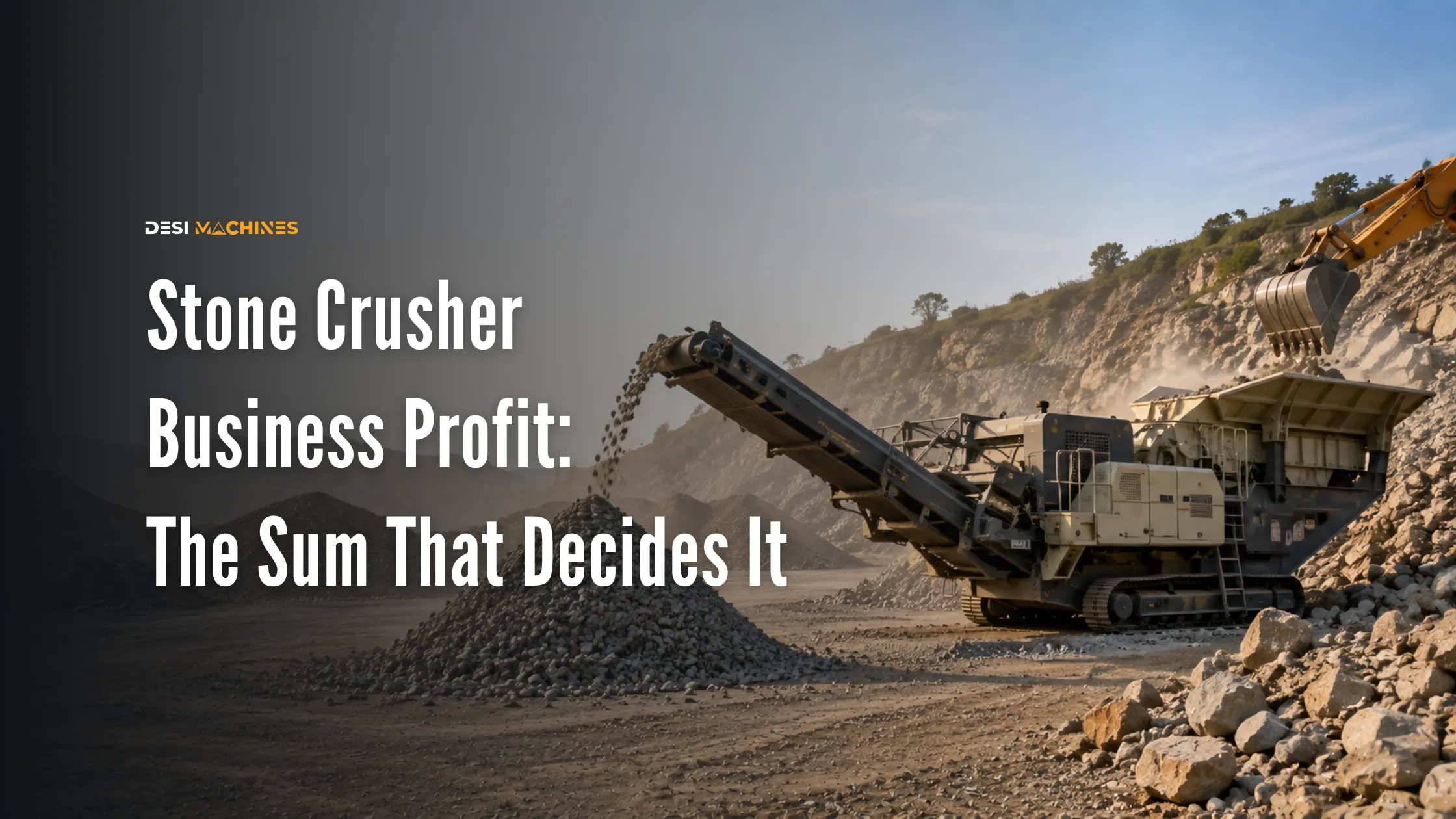 Stone crusher processing rocks at a quarry for a stone crushing business