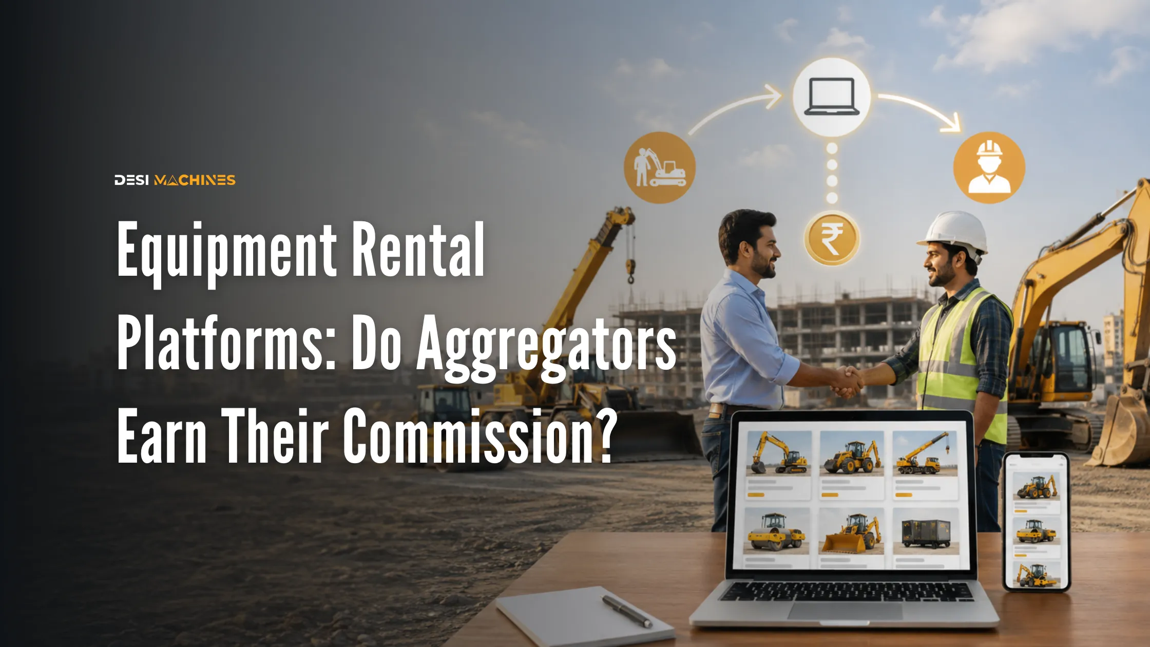 Construction equipment rental platform connecting equipment owners and customers through an online marketplace.
