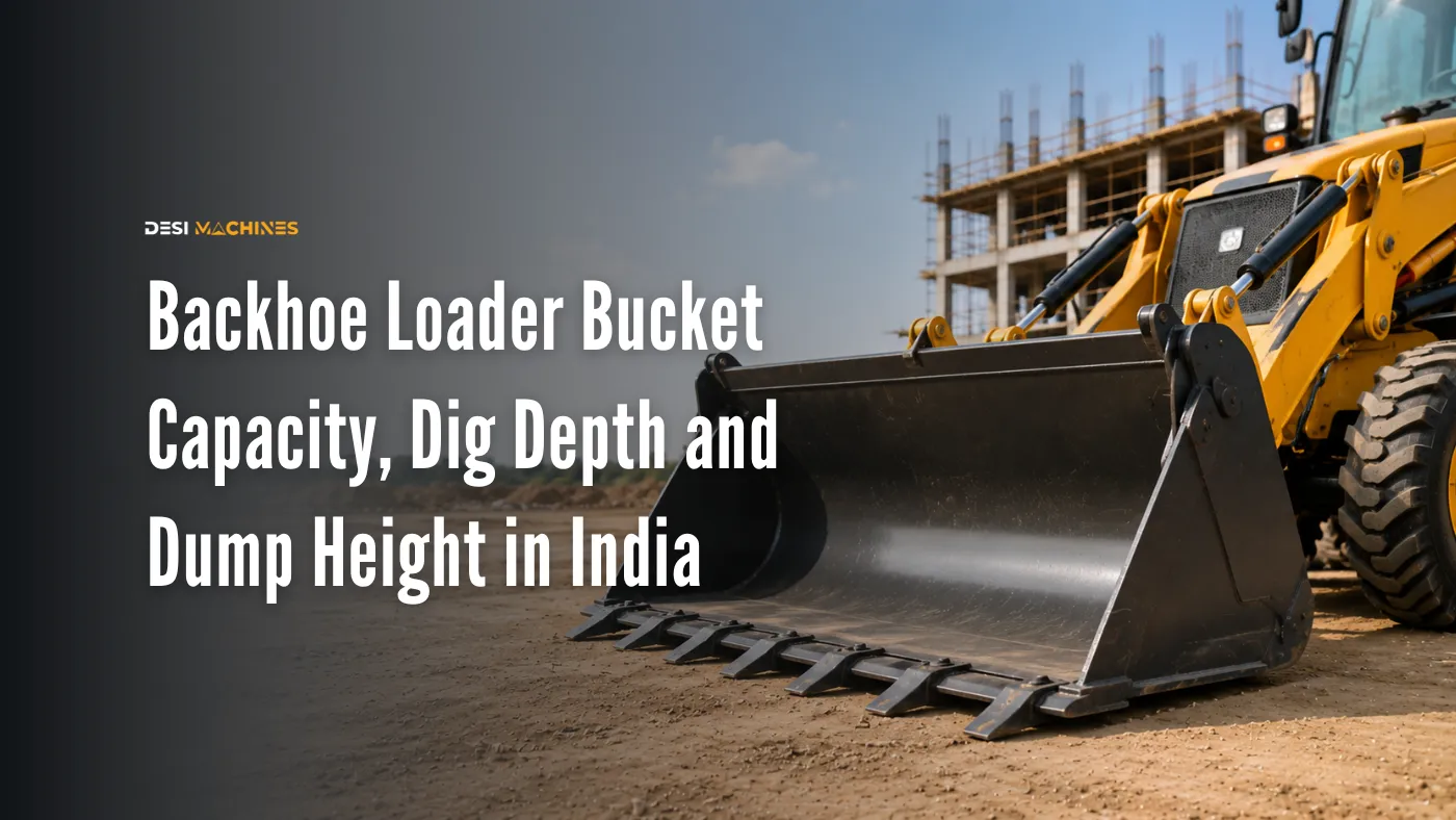 Backhoe Loader Bucket Capacity, Dig Depth and Dump Height in India
