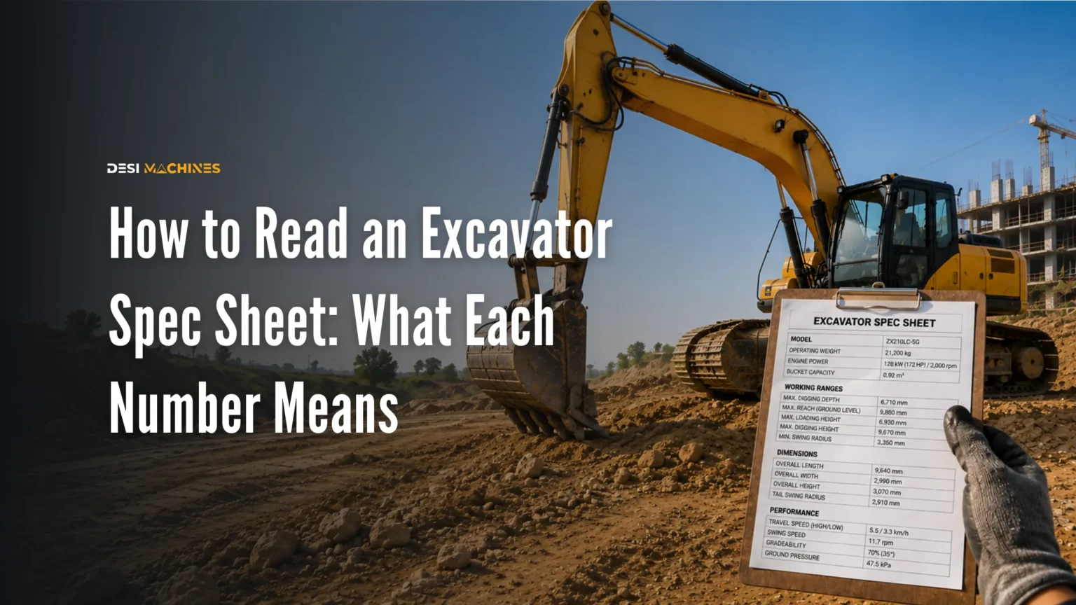How to Read an Excavator Spec Sheet: What Each Number Means