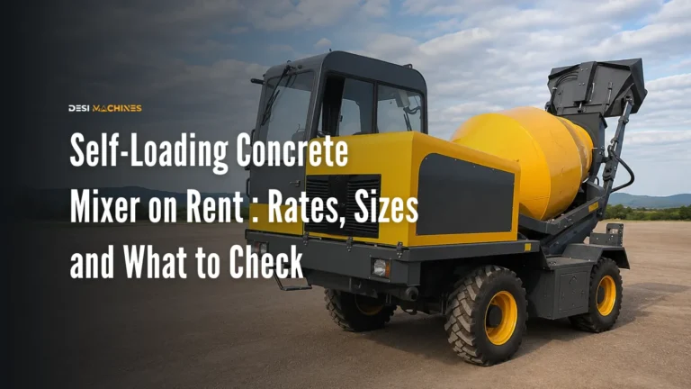 Self-Loading Concrete Mixer on Rent in India: Rates, Sizes and What to Check