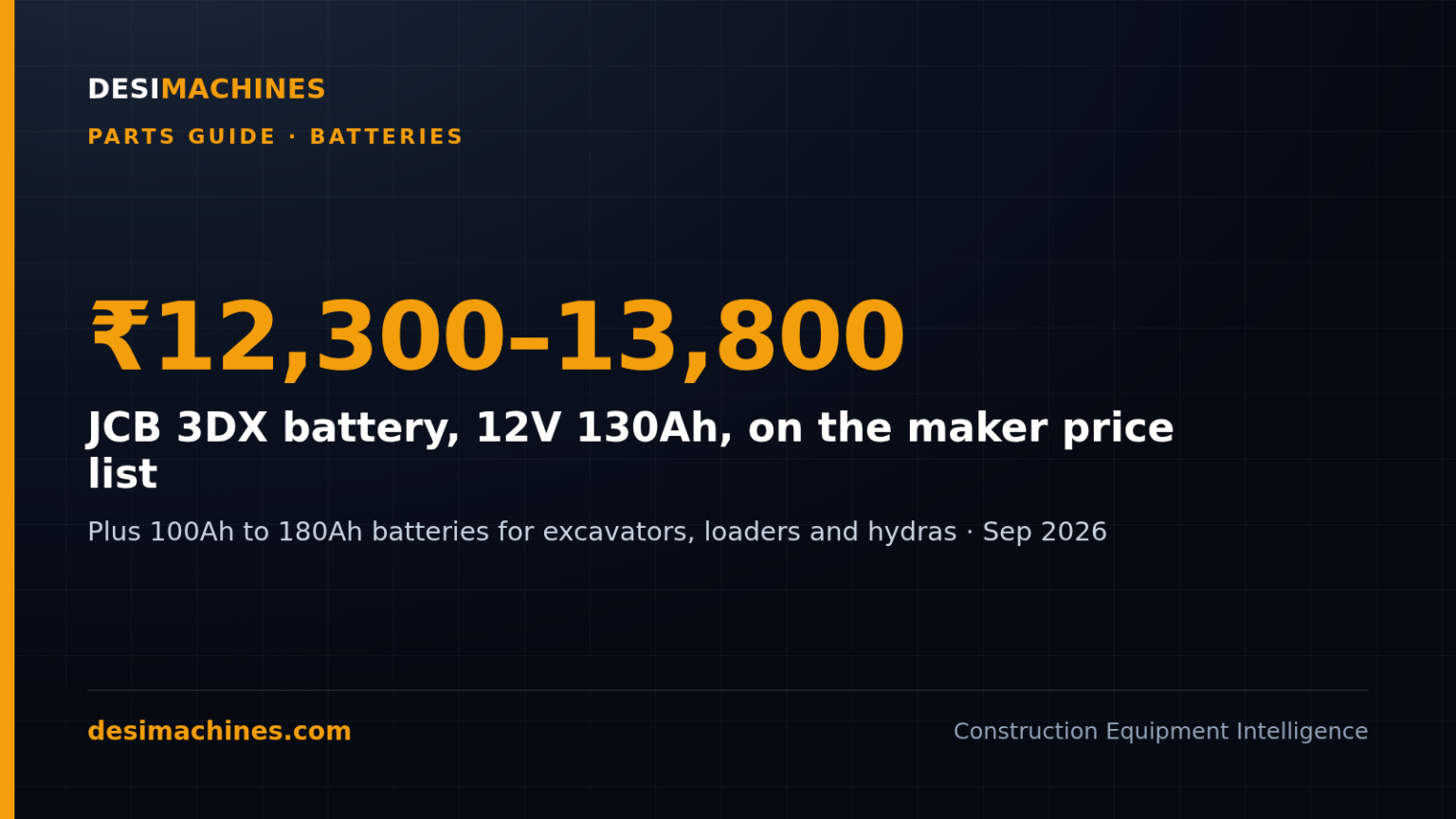 JCB and Construction Machine Battery Price in India by Ah Rating