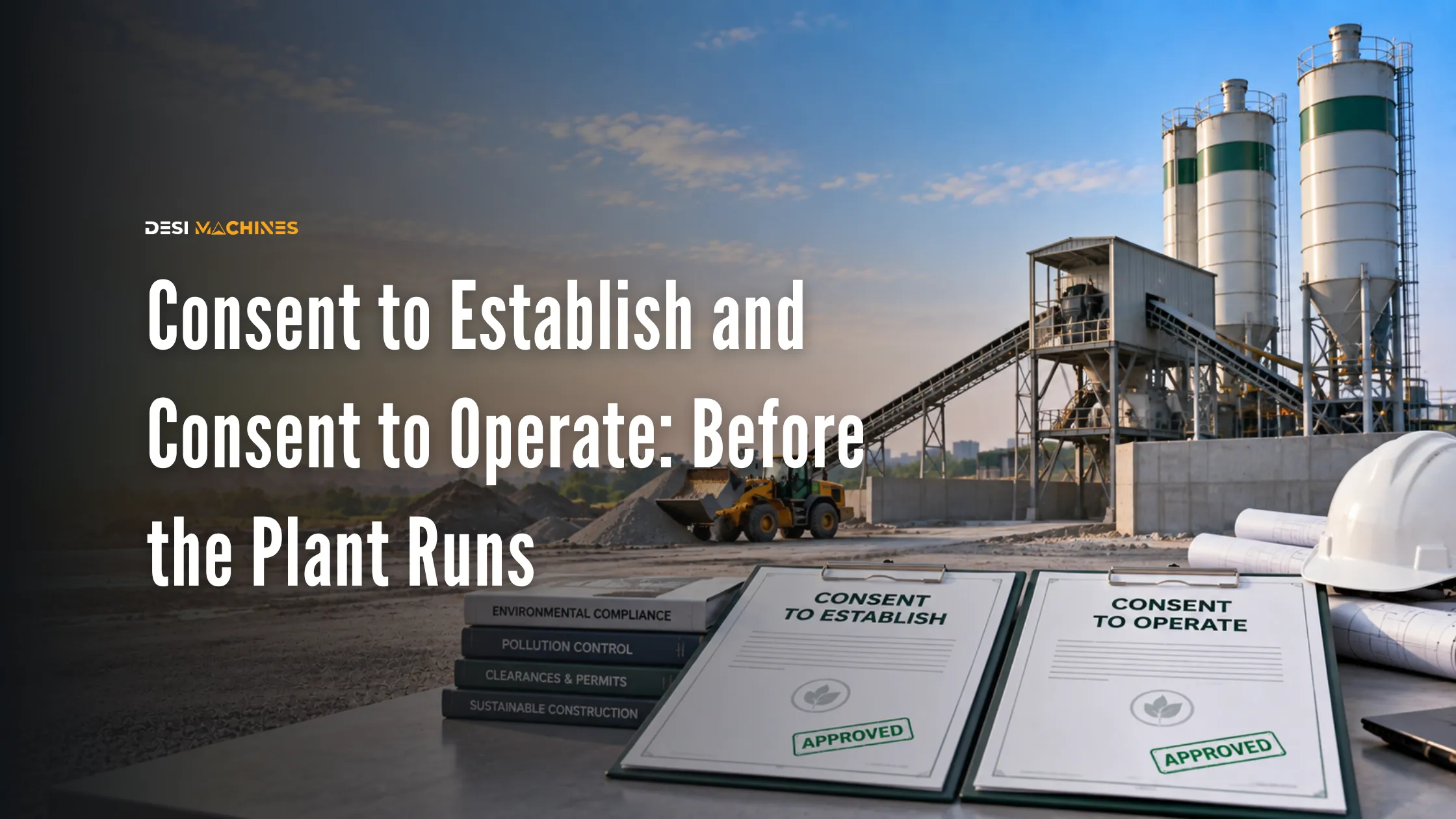Industrial plant with documents representing Consent to Establish and Consent to Operate approvals