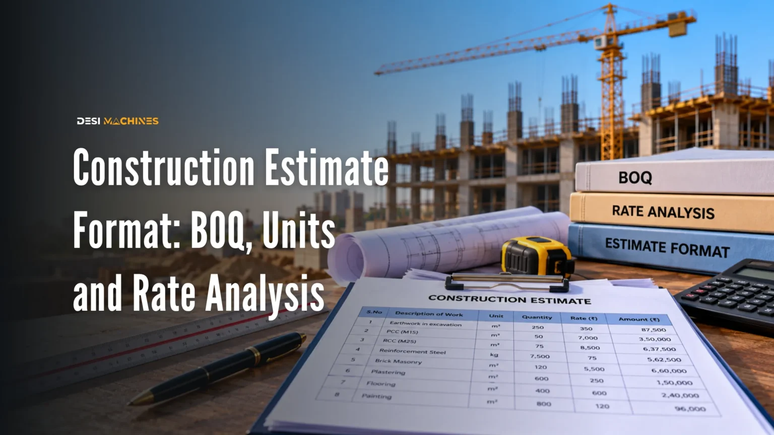 Construction Estimate Format in India: BOQ, Units and Rate Analysis