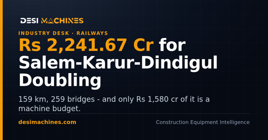 Salem Karur Dindigul Doubling Gets Rs 2,241.67 Crore Sanction