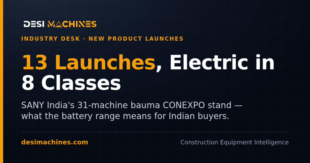 SANY at bauma CONEXPO India 2026: 13 Launches, Electric in 8 Classes