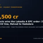 DesiMachines card: Bajel Projects Lakadia order, Rs 1,500 crore EPC for 270 km 765 kV Halvad-Vadodara transmission line in Gujarat