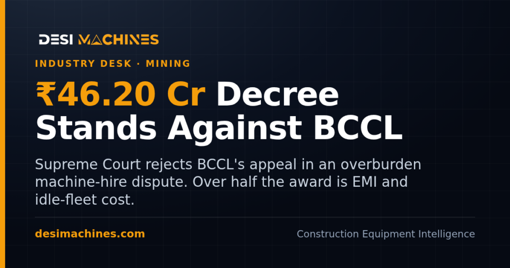 Supreme Court Rejects BCCL Appeal in Rs 46.20 Cr Overburden Hire Dispute