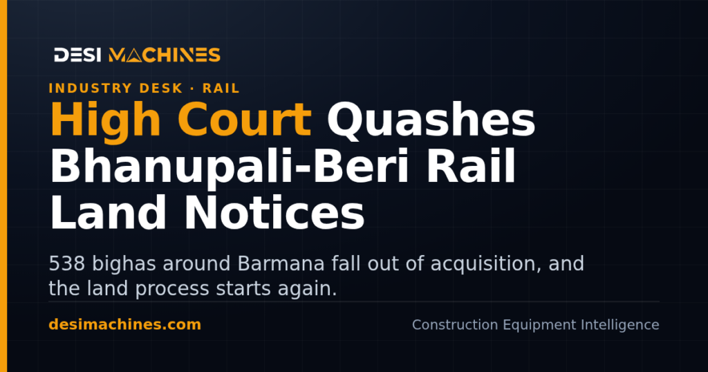 Bhanupali-Bilaspur-Beri Rail Line: High Court Quashes Land Acquisition Near Barmana