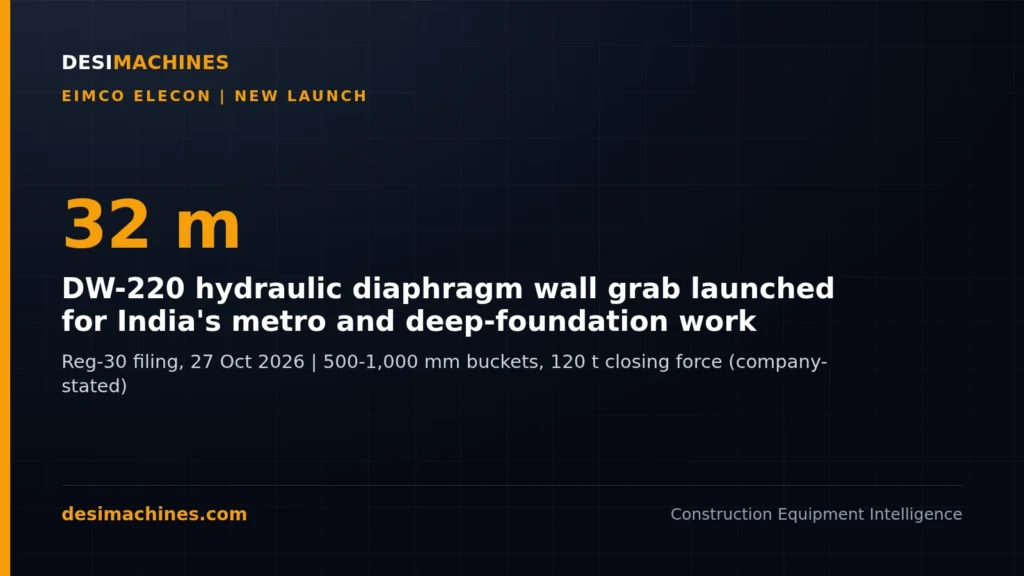 Eimco Elecon DW-220 Launch: A Made-in-India Diaphragm Wall Grab for Metro Work