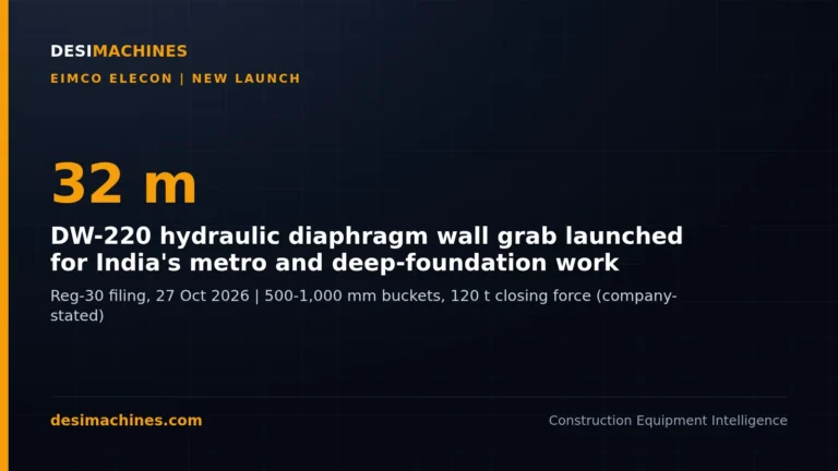 Eimco Elecon DW-220 Launch: A Made-in-India Diaphragm Wall Grab for Metro Work