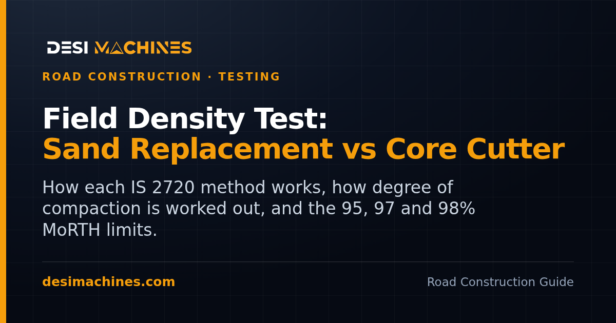 Field Density Test: Sand Replacement and Core Cutter Methods, Degree of Compaction and MoRTH Limits