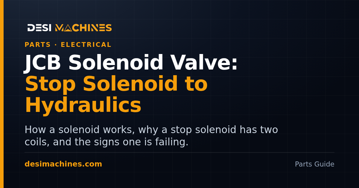 Backhoe Loader (JCB) and Excavator Solenoid Valve: Stop Solenoid, Hydraulic Valves and Failure Signs