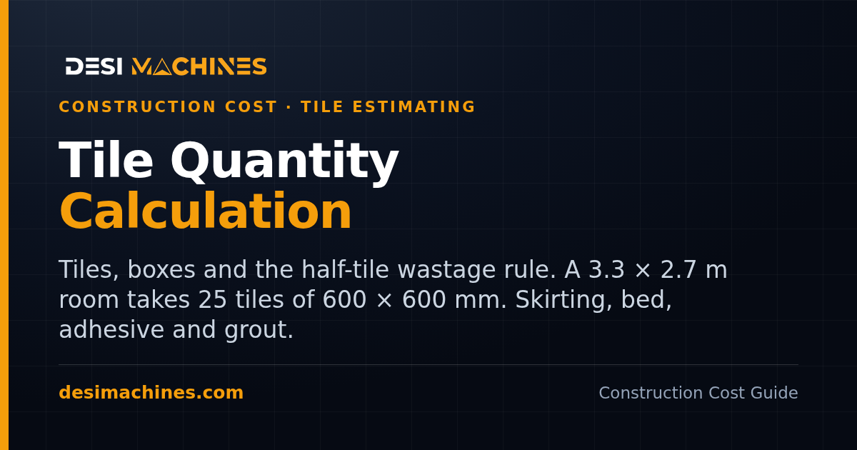 Tile Quantity Calculation: Tiles, Boxes, Wastage, Skirting, Adhesive and Grout