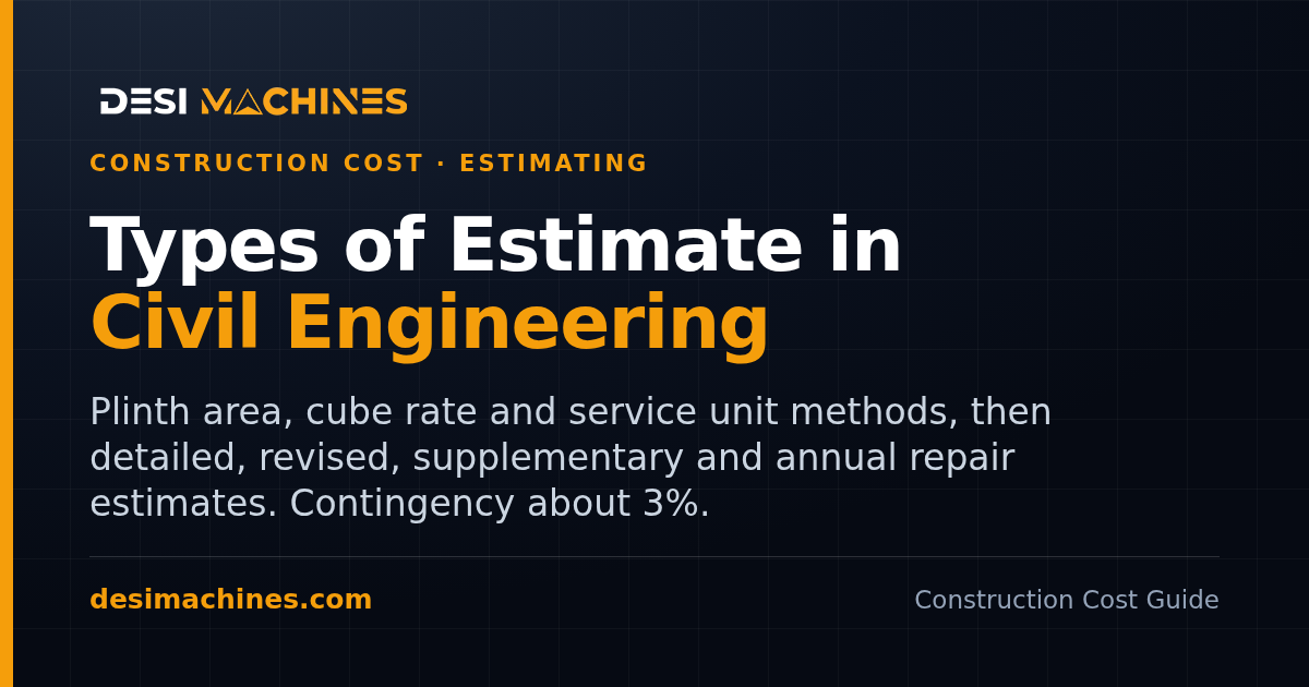 Types of Estimate in Civil Engineering: Approximate, Detailed, Revised and Supplementary
