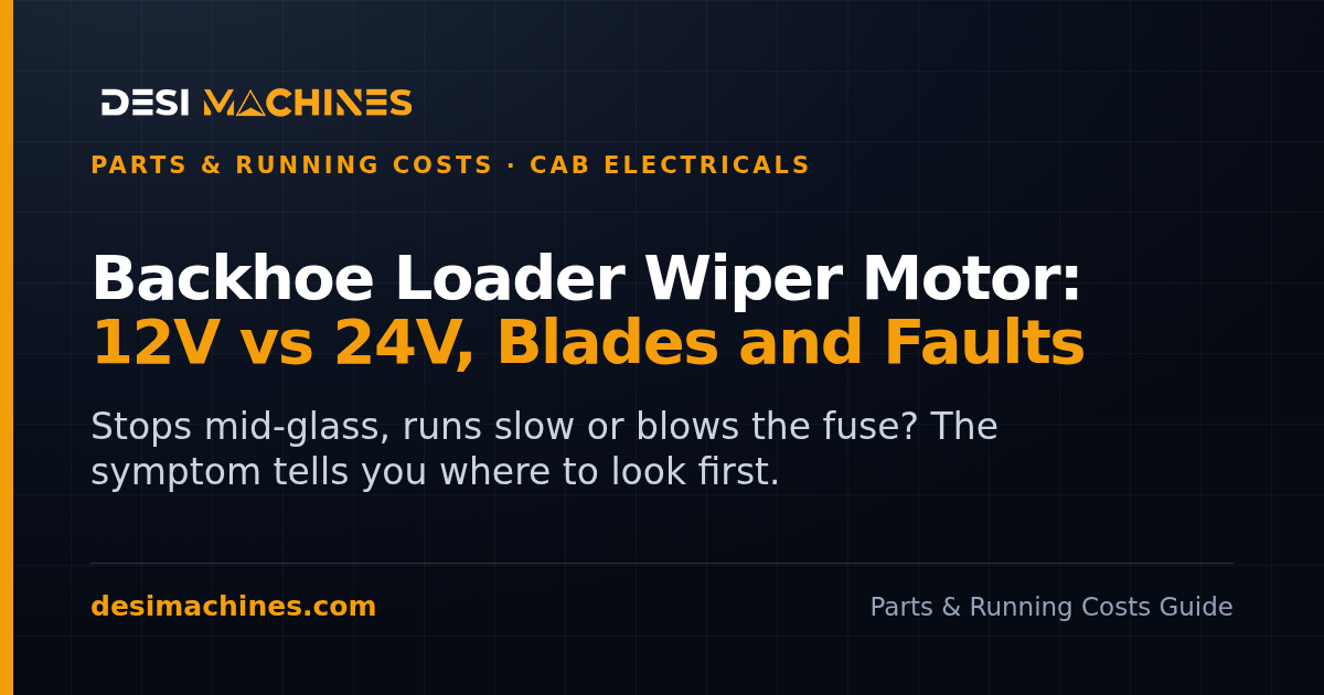 Backhoe Loader (JCB) Wiper Motor and Blades: 12V vs 24V, Sizes and Faults